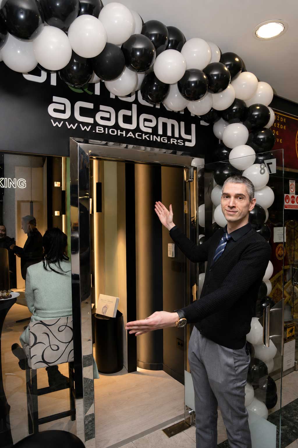 Bojan at the showroom entrance on opening day, Kneza Mihaila 21a, Belgrade